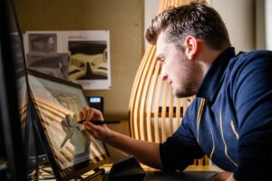 Spirit Yachts | The Team | Tom Smith designing a Spirit Yacht