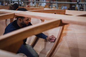 Spirit Yachts | Craftsmanship | Hand Crafted Yacht Sanding | Luke Dorey Photography