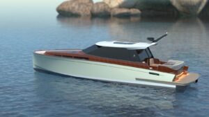 P50 Coupé | Render on water | Spirit Yachts